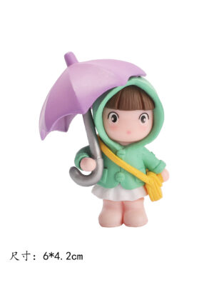 可爱撑伞雨衣挎包女孩摆件 (4色混装) 1*200 6*4.2cm | EMBFOOD