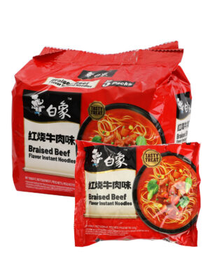 合并10+1白象味鲜美经典红烧牛肉味面 30/107g 五连包 | EMBFOOD