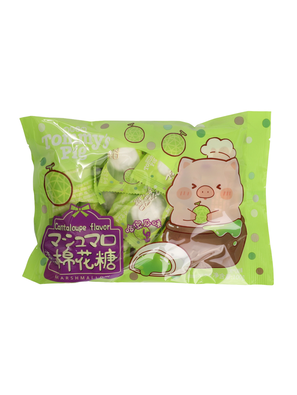 糖米小猪流心棉花糖(哈密瓜味) 30/100g | EMBFOOD