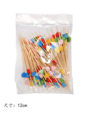 DF/FJX彩色爱心珠串竹签12cm 1*100包(100支装) | EMBFOOD