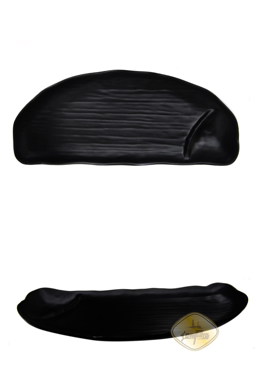 WB密胺黑色磨砂两格月行盘11寸 1*100 3111 | EMBFOOD