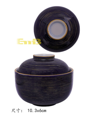 GM陶瓷蓝金日式盖碗4.5寸 1*72 10.3x6cm | EMBFOOD