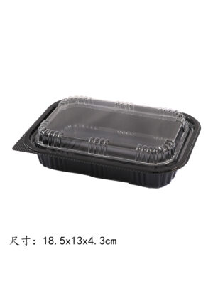 J-8510黑底透明盖外卖盒 400装 18.5x13x4.3cm | EMBFOOD