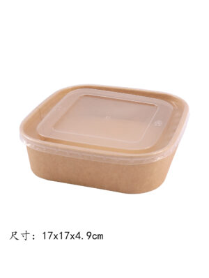#四方牛卡纸外卖盒+盖1000ml 300装 17x17x4.9cm | EMBFOOD