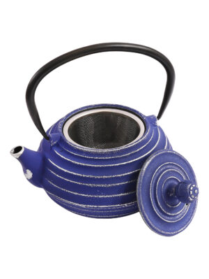 条纹银圈蓝色铁茶壶 1*12 0.6L 14x8cm | EMBFOOD
